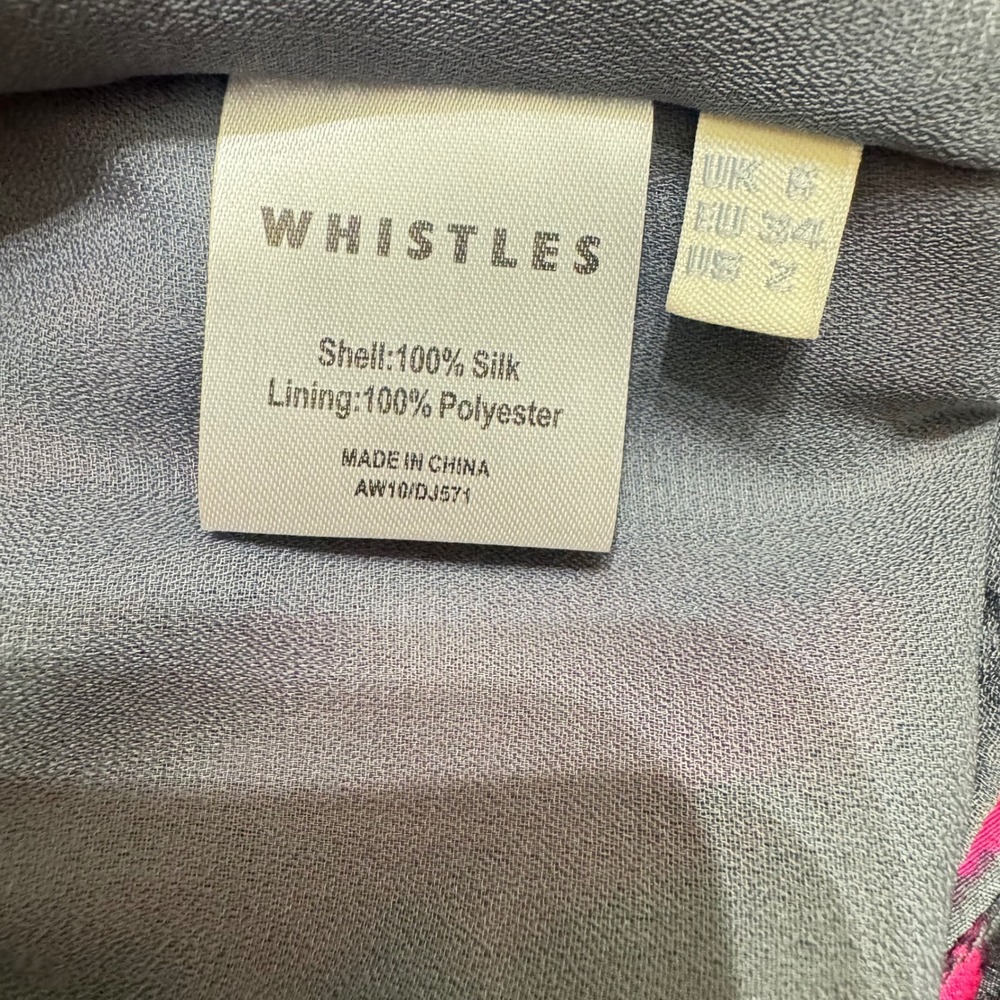 Whistles Silk Abstract Print Sheath Dress Women 2 Pink Grey NWT Cap Sleeve - Picture 8 of 10
